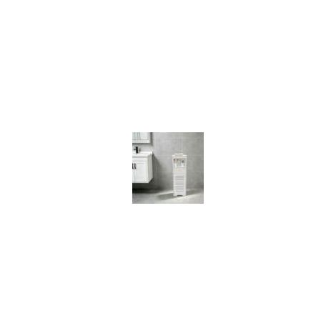 Bathroom Narrow Storage Cabinet, Bathroom Storage Cabinet, White, Toilet Side Shelf with Open Compartment, Drawer and Louver Door, Slim Space Saving Organizer for Small Bathroom (1/5)