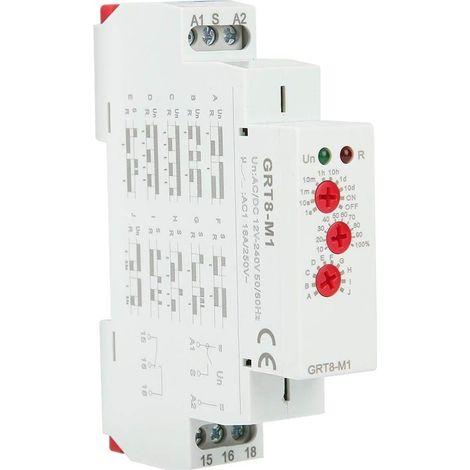 GRT8-M1 AC/DC 12V 240V Relais Temporisé Multifonctionnel Modulaire avec 10 Fonctions Montage sur Rail DIN (1/5)