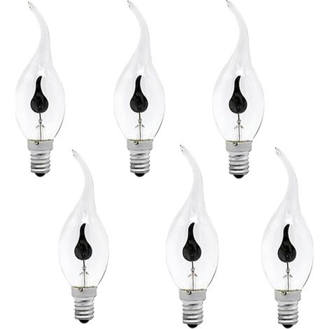 6 Pièces 3W 220V E14 C35 Bougie Ampoule LED Pointe Flamme Nature Feu Lumière Vacillante Bar Vintage Lampe Décoration Maison
