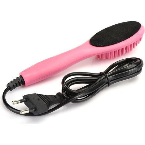 Elektrische Haarbürste, Glätteisen und Glättungskamm mit schneller Heizleistung (rosa), 220-V-EU-Stecker