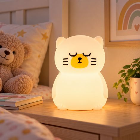 Lampe de nuit de table LED pour enfants à intensité variable par applaudissements 5VDC/USB 6500K [HO-GATO-WW-CW] (1/3)