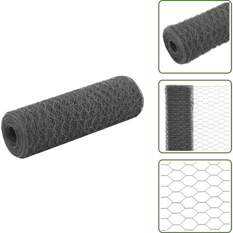 vidaXL Grillage Acier avec revêtement en PVC 25x0,5 m Gris (1/5)