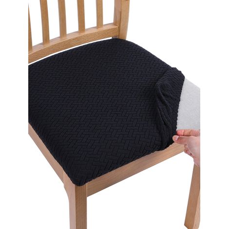 Housse de coussin de chaise unie 2 pièces, protecteur de siège doux et confortable pour la décoration de chaises de salle à manger, cuisine et maison, antidérapant, couleur noire (1/5)