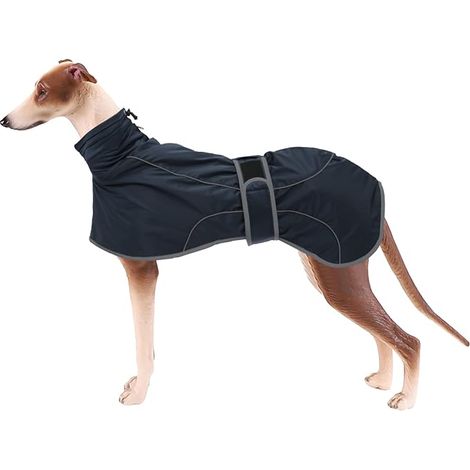 Waterproof Winter Coat for Greyhound, Dog Sweater with Warm Fleece, Adjustable Jacket with Harness Hole, for Medium and Large Dogs, Yacht, Galgo, Whippet, Lucher-Navy Blue-XS (1/5)