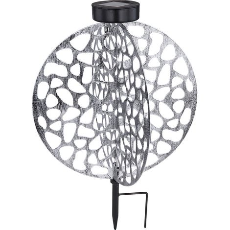 Solarlampe für Außen Deko LED Solarleuchte Gartenleuchte Deko Garten silber, Lichteffekt mit Erdspieß, 1x LED 3000K, LxH 30x41 cm