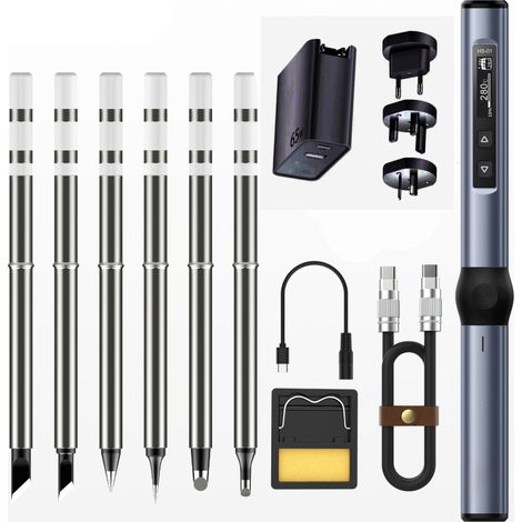 Station de soudage portable intelligente HS-01 avec fer à souder électrique, écran OLED 0,87 pouce, boîtier en alliage d'aluminium (1/5)