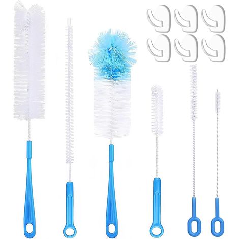 Set of 8 Bottle Brushes, Long Brush with 6 Hooks, Straw Brush, Cleaning Brush for Bottles, Glasses, Insulated Cups, Straws, Teapots (1/5)