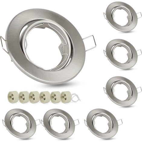 GBLY Pack de 6 focos empotrables Marco empotrable GU10 - Casquillos GU10 Marco de luz empotrable 230V Focos empotrables con base de aluminio de 50 mm, foco giratorio 30° para bombillas LED, halógenas