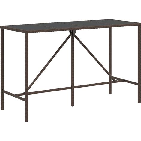 Maison Exclusive - Tavolo Bar con Piano in Vetro Marrone 180x70x110 cm Polyrattan