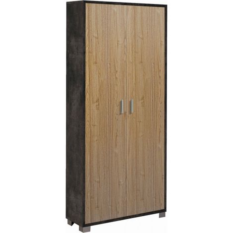 Mueble 2 puertas 83L x 29P x h190 – Acabado negro mate y madera de nogal Stelvio – Sarmog