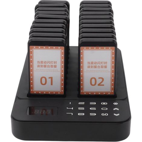 Système de radiomessagerie pour restaurant : 20 bipeurs, 1 clavier, numéro de file d’attente, appel sans fil, 3 modes d’alerte, prise UE 100-240 V (1/5)