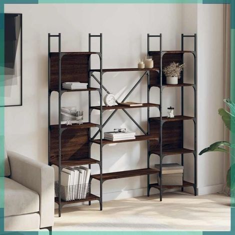 838862 Bibliothèque chêne marron 155,5x24x166,5 cm bois d'ingénierie (1/5)