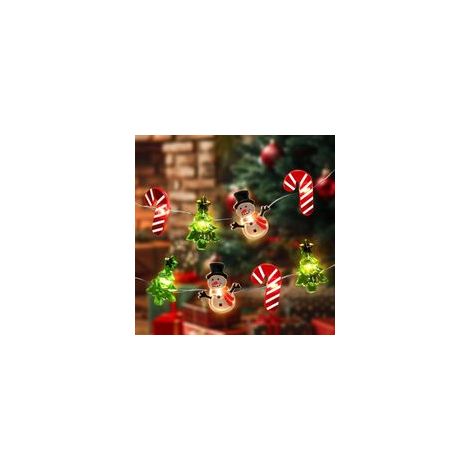 Guirlande Lumineuse Noël 3M 30 LED Canne Bonhomme de Neige Arbre Décoration Intérieur Extérieur Pile Sapin Chambre Cheminée Jardin Fête (1/4)