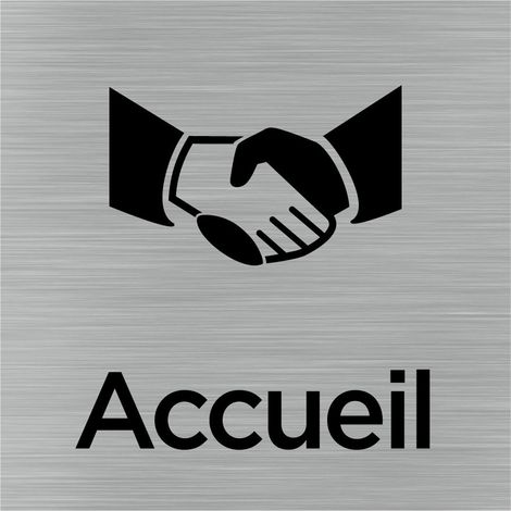 Pictogramme Accueil .- Adhésif aspect aluminium brossé - (1/5)