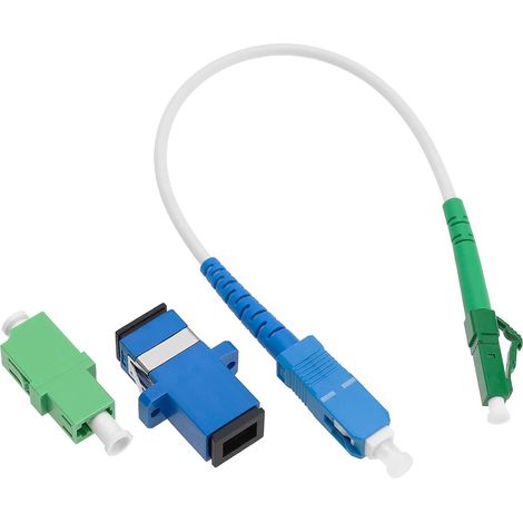 Cordon de brassage fibre optique LC/APC-SC/UPC - Jarretière monomode simplex - 20 cm avec adaptateurs et connecteurs (1/5)