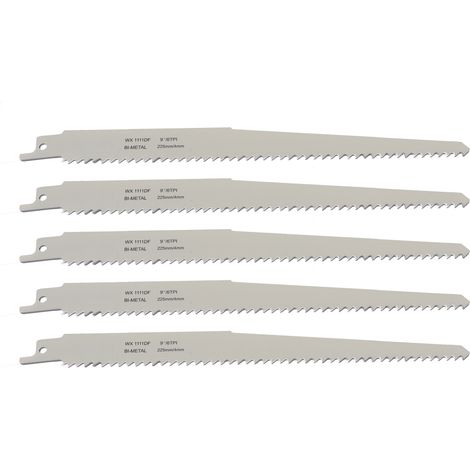Lame scie sabre 1111DF bois clouté 225 mm - Set 5 pièces (1/2)