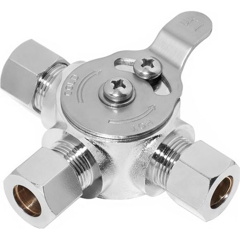 Under-Sink Mixing Valve 3/8 Inch Solid Brass Chrome-Plated Hot & Cold Water Mixer with Temperature Control, Scalding Protection for Sink, Sensor Tap & Bathroom (1/5)