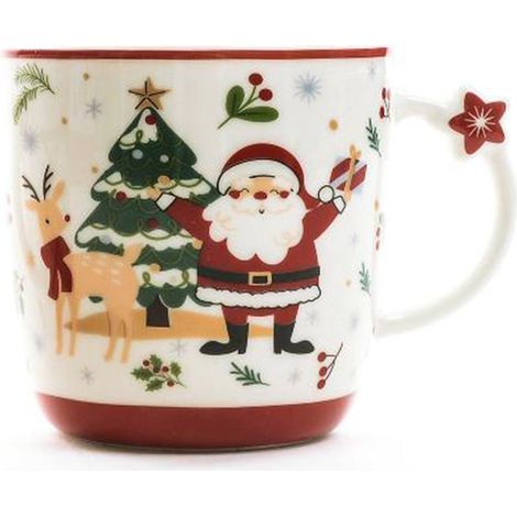 Tazza natalizia in porcellana floccata da 350 ml per decorazioni natalizie set da 2