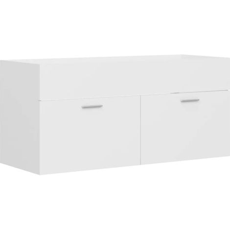 Armoire d'évier design épuré salle de bain 100 x 38,5 x 46 cm en bois d'ingénierie blanc (1/5)