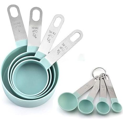 Ensemble de 8 Pièces Lot de Tasses Et Cuillères à Mesurer, Measuring Spoons Set, Measuring Cups Measuring Spoons, pour Cuisine Cuisson Cuisson Ingrédients Liquide Et Solide. (1/4)