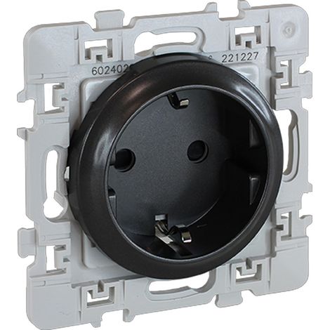 Prise 2P+T 16A Schuko - standard allemand - SQUARE Anthracite - Eur'Ohm