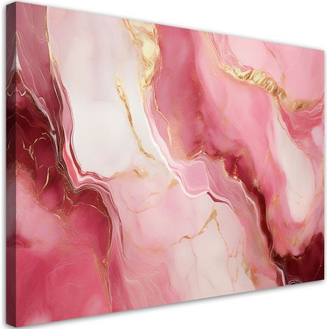 Tableau déco Marbre Rose Pierre Eléments Or 90x60 (1/5)