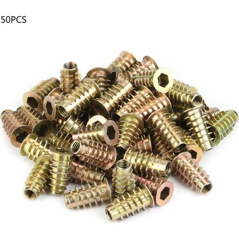 50 Stück M6 Sechskant-Einlassmuttern aus Zinklegierung für Holzmöbel (M6x20) (1/5)