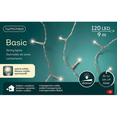 Lumineo LED Lichterkette Basic transparent 9 Meter 120 Lichter - warmweiß (1/5)
