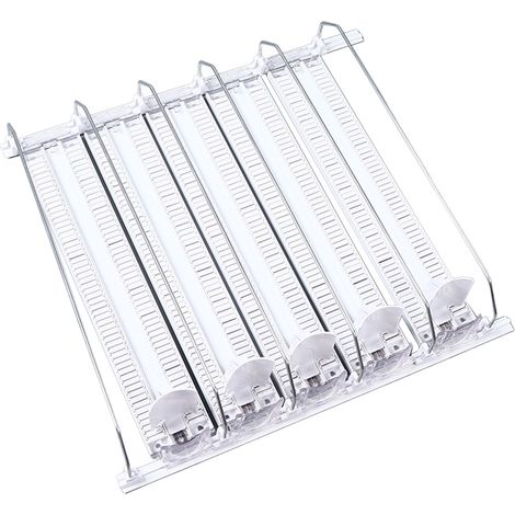 Lot de 5 distributeurs de boissons pour réfrigérateur 38 cm réglables à poussoir automatique pour canettes de soda bière et pop en ABS blanc (1/5)