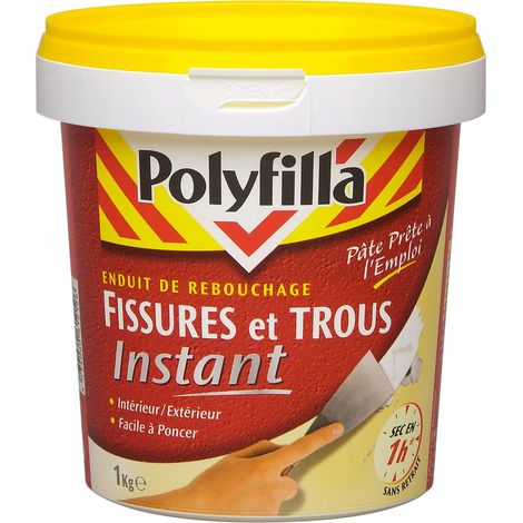Enduit De Rebouchage Instantané Polyfilla - Fissures Et Trous Instant - Pâte 1 Kg
