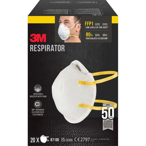 Masque série 8710E antipoussière FFP1 sans valve - Lot de 20 - 3M - 8710P20 00 (1/2)