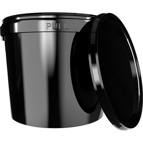 1x Eimer mit Deckel 5l Schwarz Rund Kunststoff Eimer Lebensmittelecht, luftdicht und stabil (1/5)