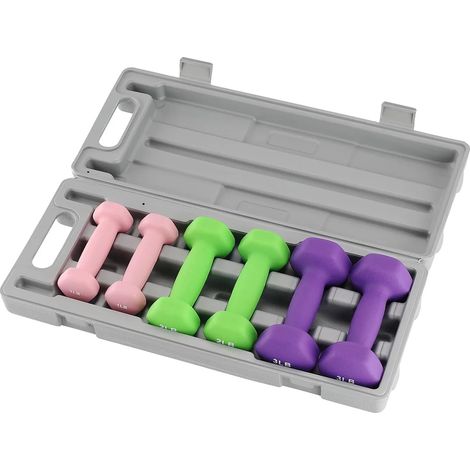 Set di manubri in neoprene, impugnatura antiscivolo, soluzione compatta per riporli, 1 2 3 libbre (1/2)