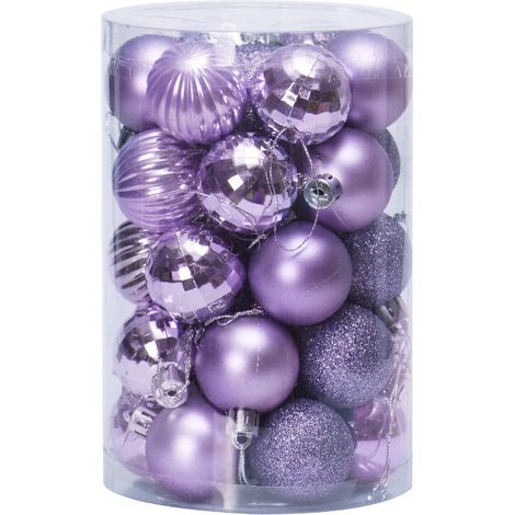 Lot de 34 boules de Noël, décorations de Noël de 4 cm, boules de forme irrégulière pour sapin de Noël