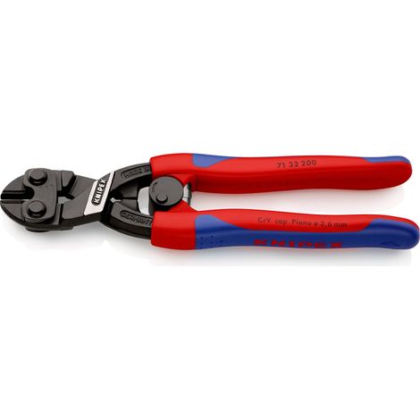 KNIPEX 71 32 200 SB CoBolt® Tronchese a doppia leva rivestiti in materiale bicomponente, forma affusolata atramentata nera 200 mm (1/2)