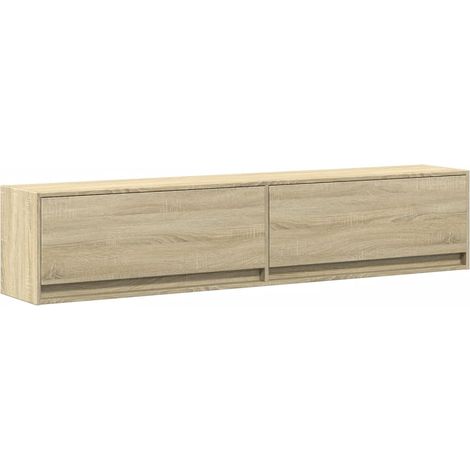 TV Wall Cabinet with LED Sonoma Oak 180x31x38 cm vidaXL