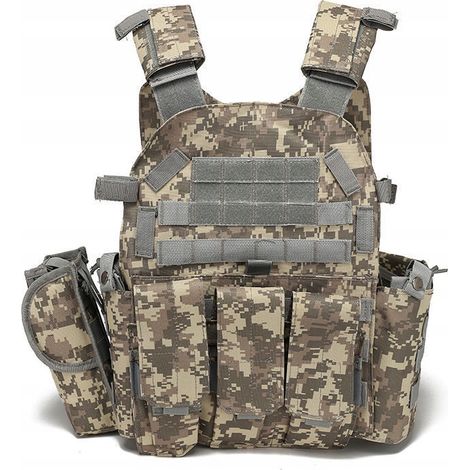 Militärische taktische Weste, 600D MOLLE-Taschen, Beutel, grünes Tarnmuster
