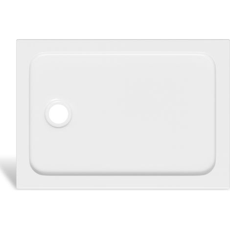 Randaco Receveur de douche rectangulaire en acrylique 100 x 70 cm, blanc, hauteur 4 cm, évacuation Ø 90 mm (1/5)