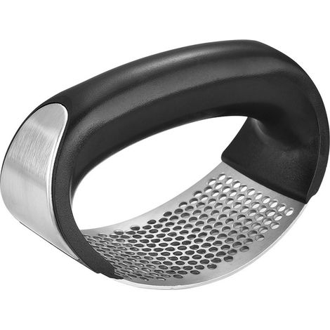 Presse-ail en acier inoxydable avec poignée ergonomique, presse-ail manuel noir