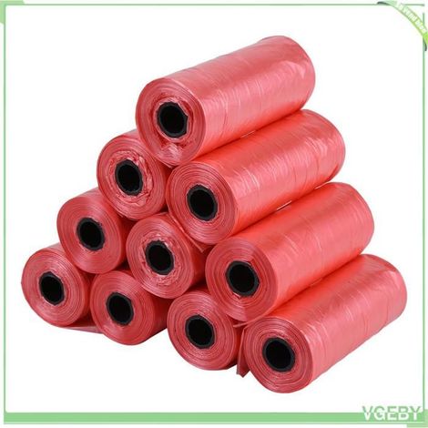 Sacs à déjections canines - FAF EICY - 10 rouleaux (150 pcs) - Rose - 33×22 cm - Durable anti‑fuite (1/5)