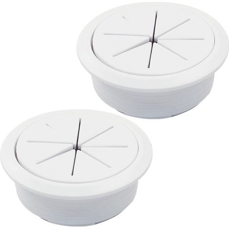 Passe-câbles de bureau (50 mm), 3 pièces, cache-câble blanc, en plastique ABS, pour acheminer les câbles et les fils à travers les bureaux. (1/3)