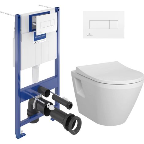 Villeroy & Boch WC-Pack Vorwandelement ViConnect + Vitra Integra Wand-WC + WC-Sitz mit Fallbremse + Betätigungsplatte (1/5)