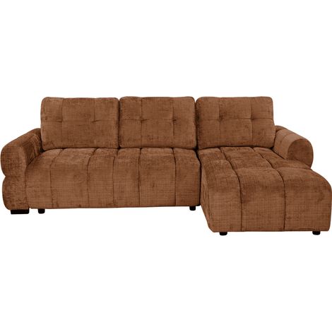 Canapé d'angle convertible avec coffre en velours chiné terracotta MAHLONE - Angle droit (1/5)
