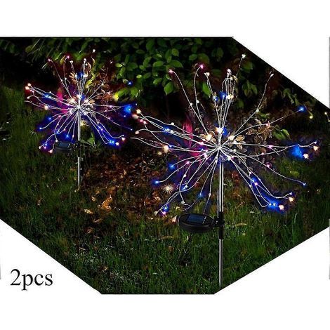 Lampe solaire pour jardin extérieur, 2 lampes solaires effet feu d'artifice, LED multicolores, étanches, pour jardin, balcon. (1/5)