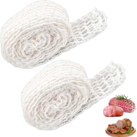 2 Filet à viande, Polyester, 4,5 cm x 3 m, Élastique, Pour rôtir fumer, Cuisine professionnelle (1/5)