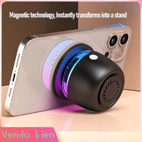 1 Haut-parleur Bluetooth, base magnétique, pilote 40mm, lumière RVB, support téléphone, portable (1/4)
