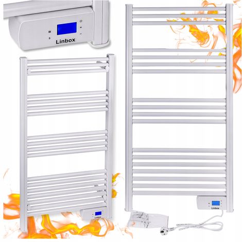RISCALDATORE ELETTRICO DA BAGNO 500W CON PROGRAMMATORE LCD A SCALETTA A PARETE BIANCO