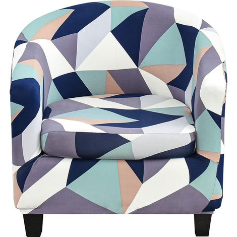 Housse de Fauteuil Cabriolet Imprime Motif géométrique Housse de canapé Relax Club Chaise de Baignoire Housse de Fauteuil Extensible Polyester (Housse de Chaise + Housse de Coussin, Y-4) (1/5)