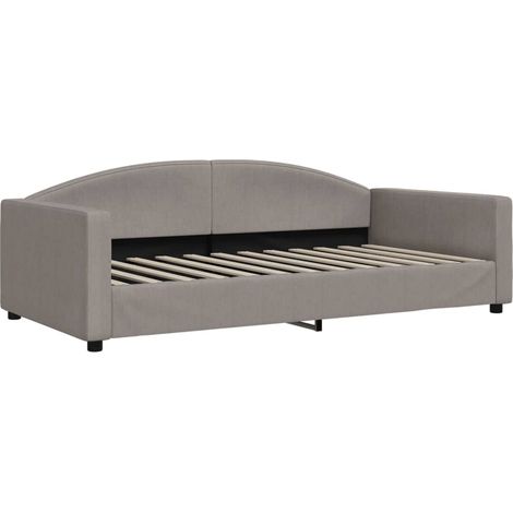 Lit simple Lit adulte Lit de repos taupe 100x200 cm tissu (1/5)