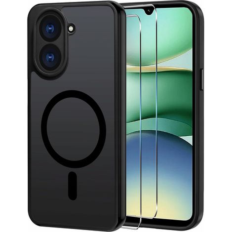 Funda MagSafe negra mate para Xiaomi Redmi A5 + 2 protectores de cristal (1/5)